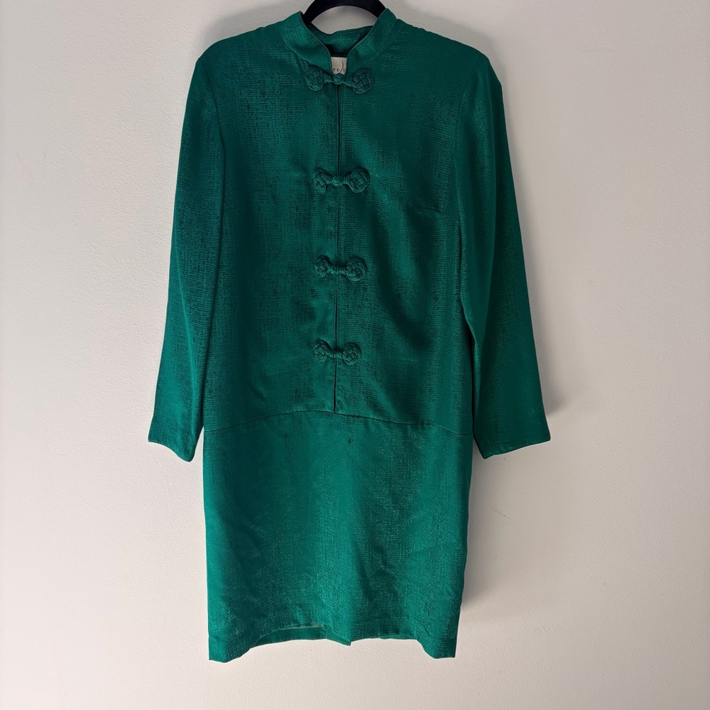 Silk Adrianna Papell Emerald Green Midi Dress